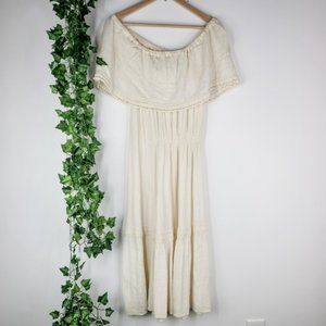 Vintage Boho Praire Cottagecore Cream Dress OS